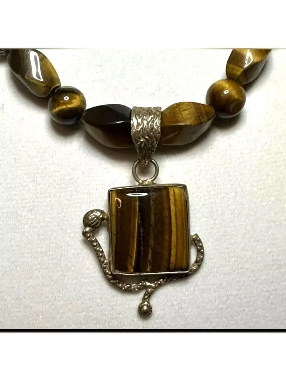 Vintage Costume Jewelry Tigers Eye Necklace